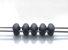 Picture of 5x2.5 mm, SuperDuo beads, Czech glass, 2 holes, jet black, opaque, matte