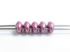 Picture of 5x2.5 mm, SuperDuo beads, Czech glass, 2 holes, opaque, satin metallic, Chinese purple red