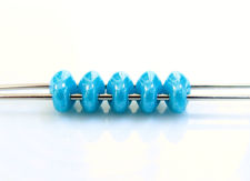 Image de 5x2.5 mm, perles SuperDuo, de verre tchèque, 2 trous, opaque, lustre bleu turquoise