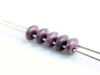 Image de 5x2.5 mm, perles SuperDuo, de verre tchèque, 2 trous, opaque, suède métallique, violet 'rose' saturé