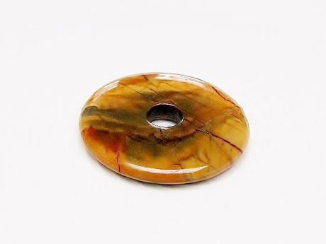 Image de Pendentif focal, 40 mm, forme donut, pierre gemme, jaspe ruisseau rouge
