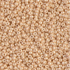 Picture of Japanese seed beads, round, size 15/0, Miyuki, opaque, tan or light brown, Ceylon