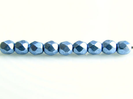 Picture of 2x2 mm, Czech faceted round beads, neutral grey, opaque, saturated metallic