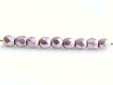 Picture of 2x2 mm, Czech faceted round beads, blackened pearl or silvery purple, opaque, sueded gold