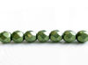 Picture of 6x6 mm, Czech faceted round beads, fern green, opaque, sueded gold