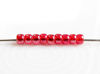 Picture of Czech seed beads, size 8, transparent, Siam ruby red, luster