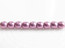 Image de 3x3 mm, rondes, perles de verre pressé tchèque, orchidée ou violet nacré, opaque, or suédé