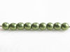 Afbeeldingen van 2x2 mm, rond, Tsjechische geperste glaskralen, varen groen, ondoorzichtig, suede goud