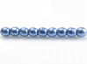 Image de 2x2 mm, rondes, perles de verre pressé tchèque, bleu Provence, opaque, or suédé
