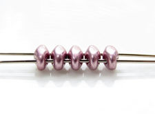 Picture of 5x2.5 mm, SuperDuo beads, Czech glass, 2 holes, opaque, sueded gold, blackened pearl or silvery purple