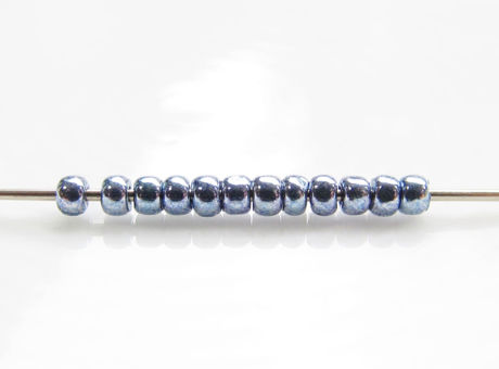 Picture of Japanese seed beads, round, size 11/0, Toho, metallic, polaris azure grey, PermaFinish