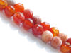 Picture of 8x8 mm, round, gemstone beads, crackle agate, orange-red, faceted