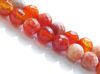 Picture of 8x8 mm, round, gemstone beads, crackle agate, orange-red, faceted