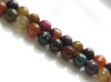 Picture of 8x8 mm, round, gemstone beads, crackle agate, multicolored, muted shades, faceted