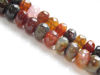 Picture of 6x10 mm, rondelle, gemstone beads, crackle agate, multicolored, muted shades, faceted