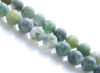 Picture of 6x6 mm, round, gemstone beads, moss agate, green, natural, frosted