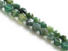 Picture of 5x6 mm, round English cut, gemstone beads, moss agate, green, natural, faceted