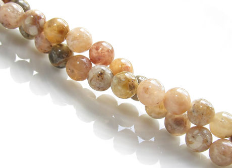 Image de 6x6 mm, perles rondes, pierres gemmes, agate mousse, beige rose, naturelle