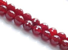 Picture of 8x8 mm, round, gemstone beads, deep red agate, faceted