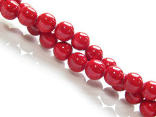 Picture of 6x6 mm, round, gemstone beads, river stone, red berries red