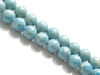 Picture of 8x8 mm, round, gemstone beads, river stone, light viking blue
