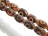 Picture of 12x8 mm, rice, gemstone beads, agate, Tibetan style, deep brown and white, frosted