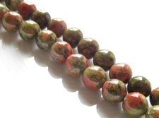 Image de 8x8 mm, perles rondes, pierres gemmes, unakite, naturelle