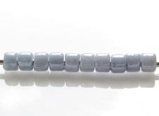 Picture of Czech cylinder seed beads, size 10, opaque, chalk white, light Montana blue, luster, 5 grams