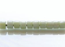 Picture of Czech cylinder seed beads, size 10, opaque, chalk white, light celadon green, luster, 5 grams