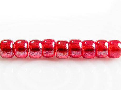 Image de Perles de rocailles tchèques, taille 8, transparent, rouge rubis Siam, lustré
