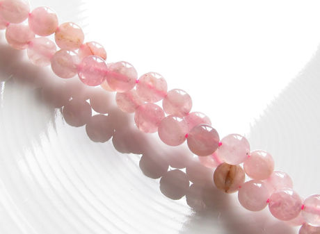 Picture of 6x6 mm, round, gemstone beads, Madagascar rose quartz, natural, B-grade