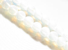 Picture of 8x8 mm, round, gemstone beads, opalite, opal quartz or milky quartz