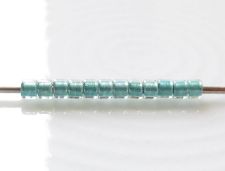 Picture of Cylinder beads, size 11/0, Treasure, teal green-lined, rainbow crystal, 5 grams