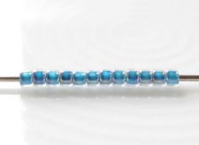 Picture of Cylinder beads, size 11/0, Treasure, denim blue-lined, rainbow crystal, 5 grams
