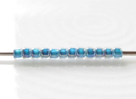 Afbeeldingen van Cilinder kralen, maat 11/0, Treasure, denim blauw gevoerd, regenboog kristal, 5 gram