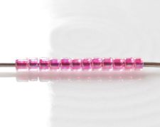 Afbeeldingen van Cilinder kralen, maat 11/0, Treasure,  pittig roze gevoerd, regenboog kristal, 5 gram