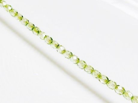 Picture of 6x6 mm, Czech faceted round beads, transparent, celadon green luster